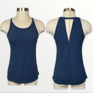 Oiselle Keyhole Bar-Back High Neck Tank Top Slate Blue Size S